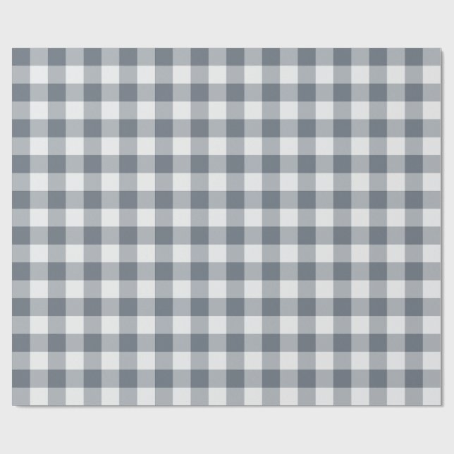 Grå klassisk rutig gingham presentpapper (Platt)