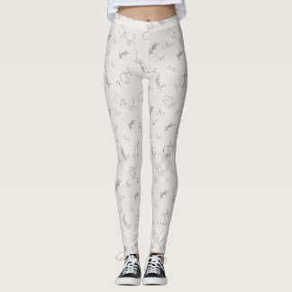 Grå klotter linjekonst Leggings