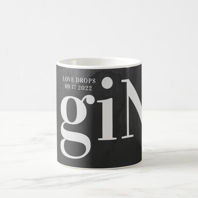 Grå Konst Stor Monogram Modern Fetstil Kaffemugg (Center)