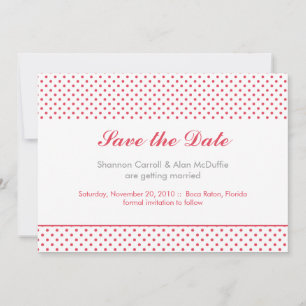 grå & korall prickig save the date spara datumet
