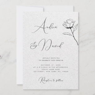 Grå Kraft Look Tecknad Ros QR-kod RSVP Bröllop Inbjudningar