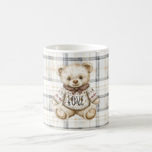 Grå Krämrandig Teddybjörn Kärlek Kaffemugg (Center)