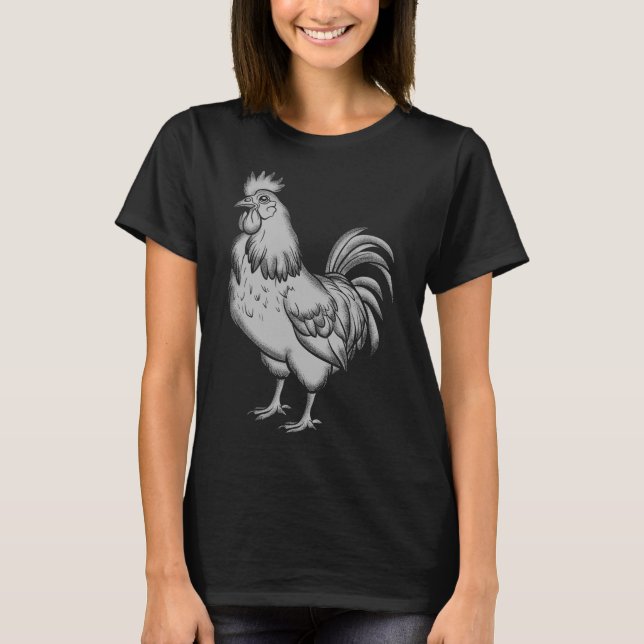 Grå kyckling, kran, tupp  t shirt (Framsida)