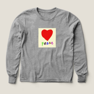 Grå långärmad "Peace" t-shirt med röd hjärta