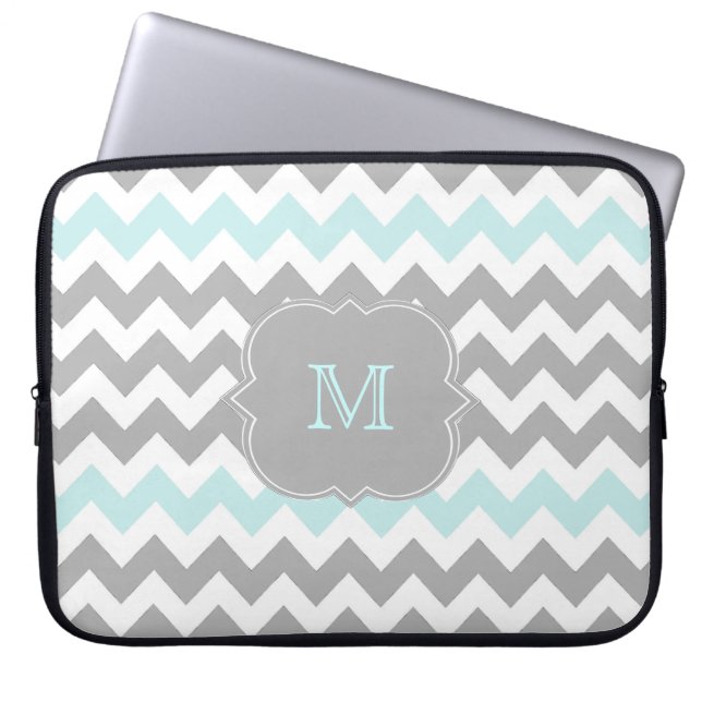 Grå laptop sleeve för AquasparreMonogram (Framsidan)