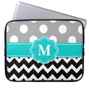 Grå laptop sleeve för Monogram för