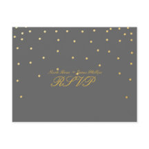 Grå & Liten Guld Konfetti RSVP Bröllopskort