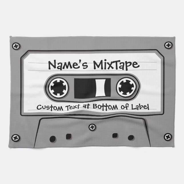 Grå ljudkassettrulle kökshandduk (Horisontell)