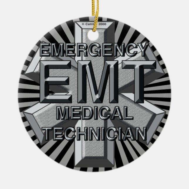 Grå Logo EMT-ornament Julgransprydnad Keramik (Framsidan)