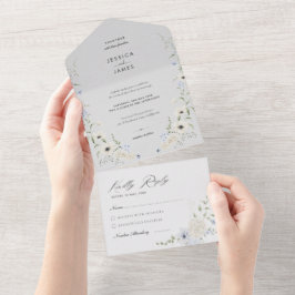 Grå | Löstagbar RSVP | Minimalistisk Bröllop