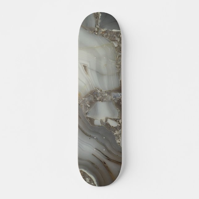 Grå marmor med guldådror mini skateboard bräda 18,5 cm (Framsida)