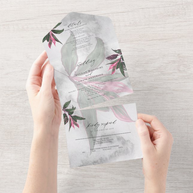 Grå Marmor Tropisk Rosa Philodendron (Tearaway)