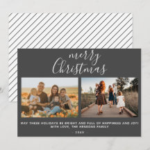 Grå Merry Christmas Script Familjefoto Collage