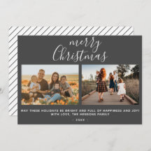 Grå Merry Christmas Script Familjefoto Collage