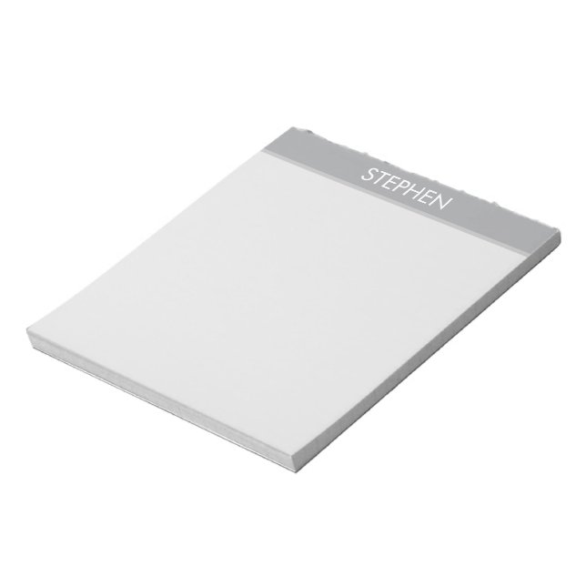 Grå minimalistisk anpassad namn  anteckningsblock (Roterad)