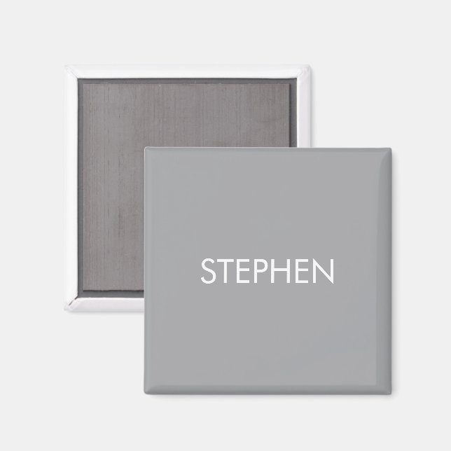 Grå minimalistisk anpassad namn  magnet (Front/Back)