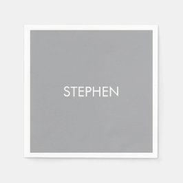 Grå minimalistisk anpassad namn pappersservett