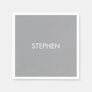 Grå minimalistisk anpassad namn  pappersservett
