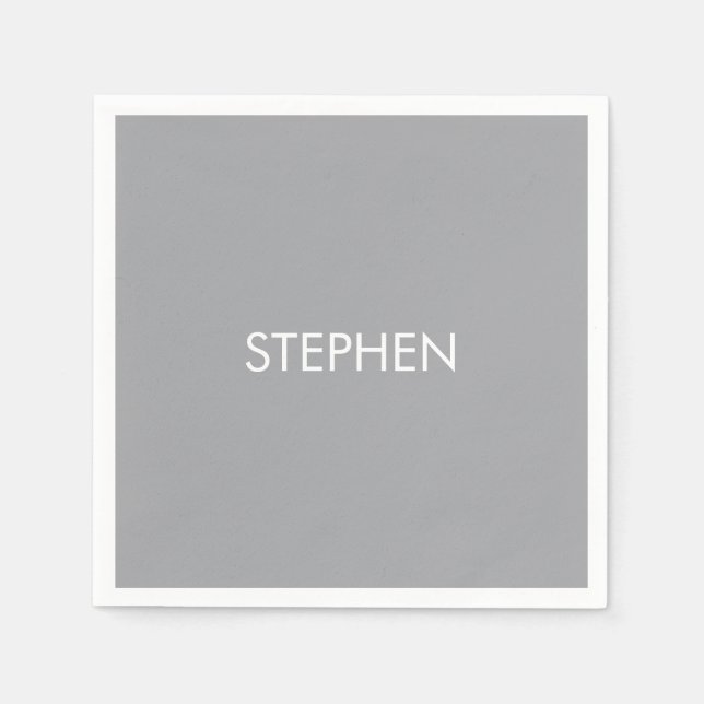 Grå minimalistisk anpassad namn  pappersservett (Framsidan)