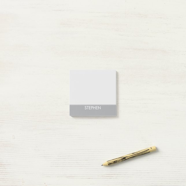 Grå minimalistisk anpassat namn  post-it block (På skrivbordet)
