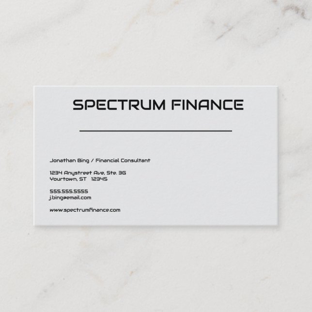 Grå minimalistisk finansiell professionell anpassn visitkort (Framsida)