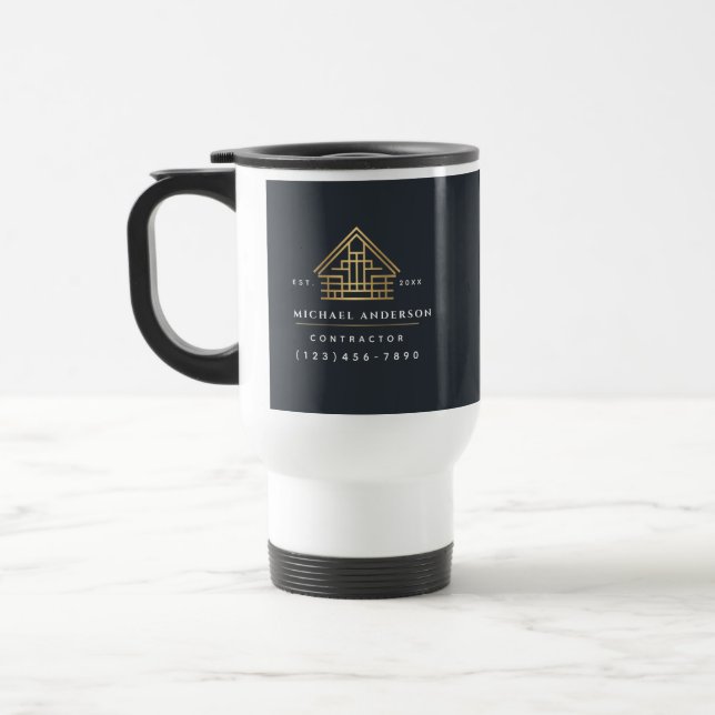Grå minimalistisk hembyggnadskonstruktion resemugg (Vänster)