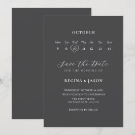 Grå minimalistisk save the date-kalender  spara datumet