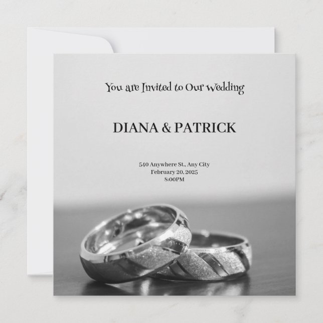 Grå Modern Bröllopsinbjudan Meddelande (Framsida)