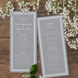 Grå Modern Bröllopstjänst Ceremoni Minimalistisk P Program