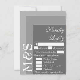 Grå Modern Chic Script Bröllop RSVP-kort Tack Kort