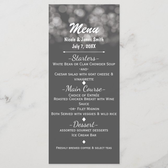 Grå Modern Minimal Ljus Elegant Glam Fests meny (Framsida)