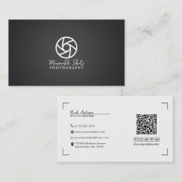 Grå Modern Minimal Logotyp Fotograf Visitkort