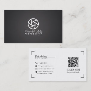 Grå Modern Minimal Logotyp Fotograf  Visitkort