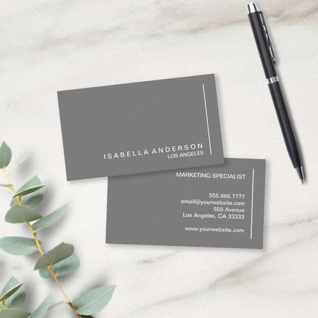 Grå Modern Minimalistisk Professionell Visitkort (Skapare uppladdad)