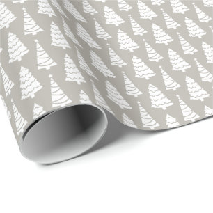 Grå Moderna Eleganta Julgranar Present Presentpapper