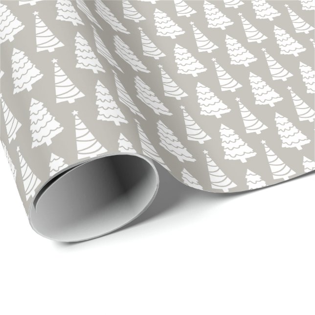 Grå Moderna Eleganta Julgranar Present Presentpapper (Rullad Hörn)