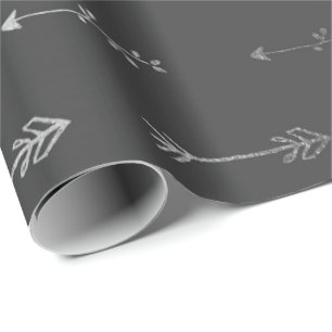 Grå Monochromatic metallisk pilsvart för silver Presentpapper