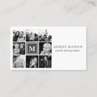 Grå Monogram Familjefoto Collage Fotografi