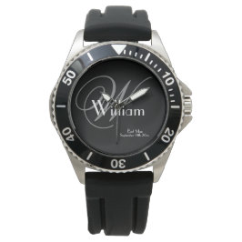 Grå Monogram Svart Urskiva Klassisk Best Man Sport Armbandsur