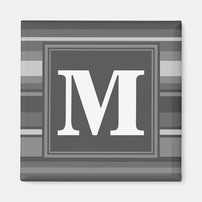 Grå monogramremsor magnet (Framsidan)