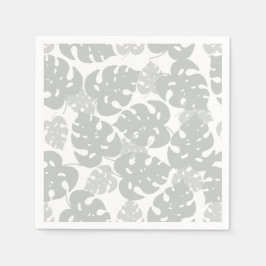 Grå monstera blad tropisk underläggssats pappersservett