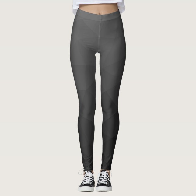 Grå mörk gradient geometrisk mesh-mönster leggings (Framsida)