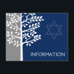 Grå Navy Träd av Liv Bar Mitzvah-information Tilläggskort<br><div class="desc">Modern grå och marinblå Träd av Liv Bar Mitzvah-informationskort.</div>