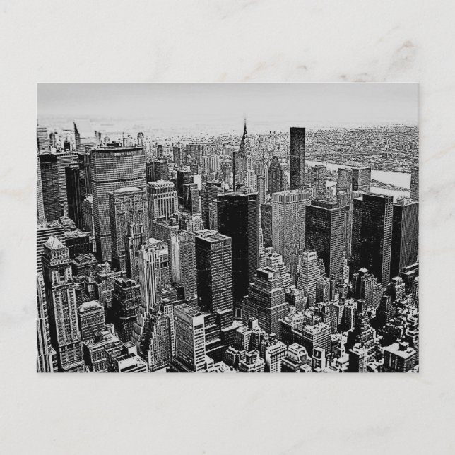 Grå New York City Natt Postkort Vykort (Framsida)