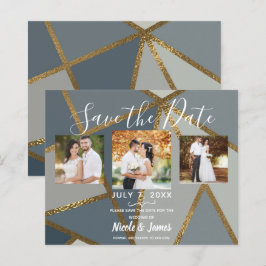 Grå nyanser & Brons Modern Bröllops kallelse att s