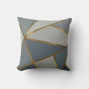Grå nyanser Neutral Guld Brons Geometrisk Kudde