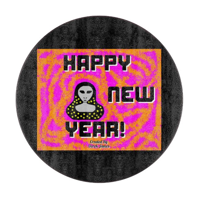 Grå nyår Önskemål Rund skärningspunkt 30,4 cm (Framsidan)