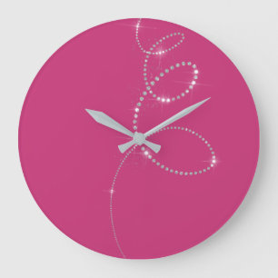 Grå oändlighetsdiamant för rosa Fuchsia kristal Stor Klocka