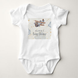Grå Och Beige Akvarell Baby Shower T Shirt