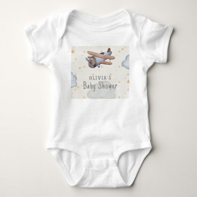 Grå Och Beige Akvarell Baby Shower T Shirt (Framsida)